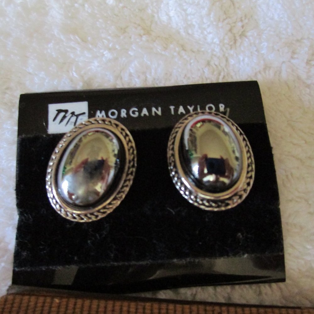 Morgan Taylor Hematite Silver Tone Clip Earrings